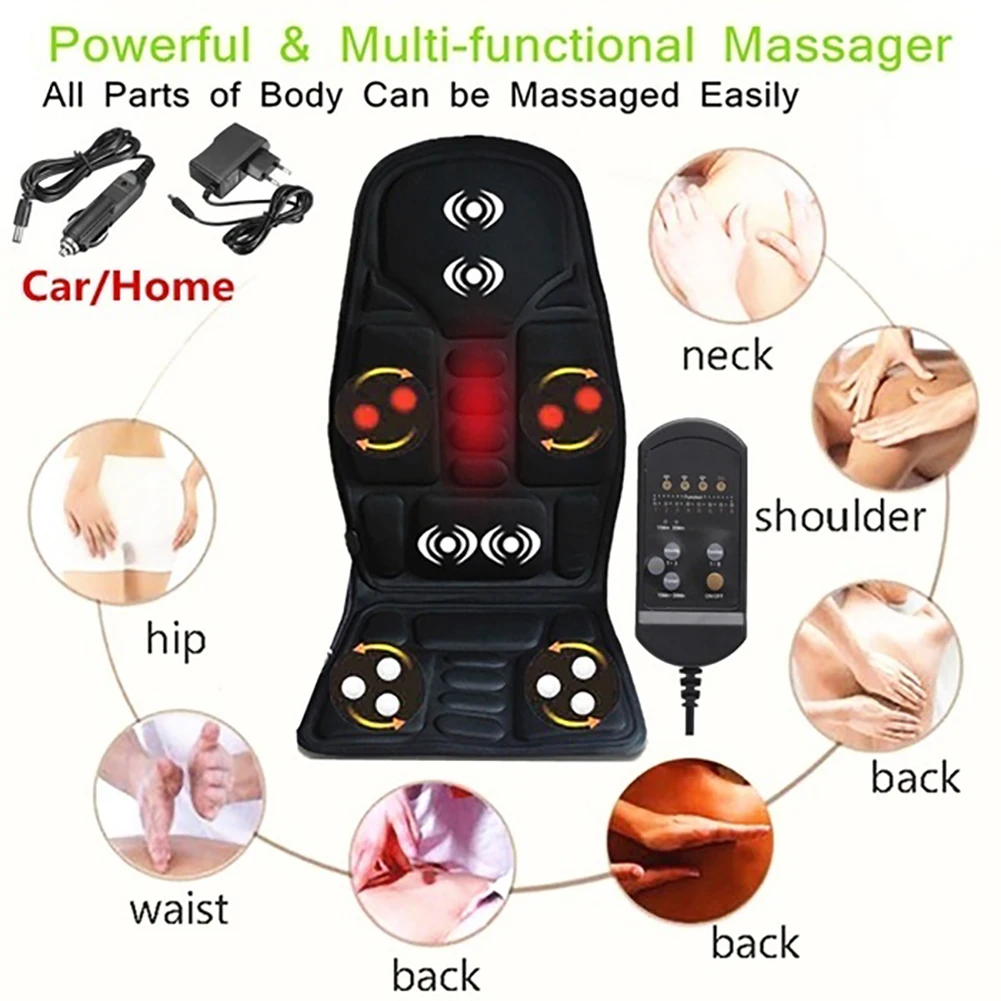 Comfort Massage Seat Cushion Heat Motor Chair Car Truck Pad Back Neck  Shoulder