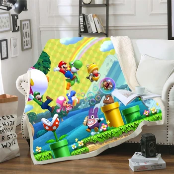 

Hoodie Blanket Plush Blanket 3D Super Mario Printed Sherpa Fleece Microfiber Blanket Gift Drop Shipping 021