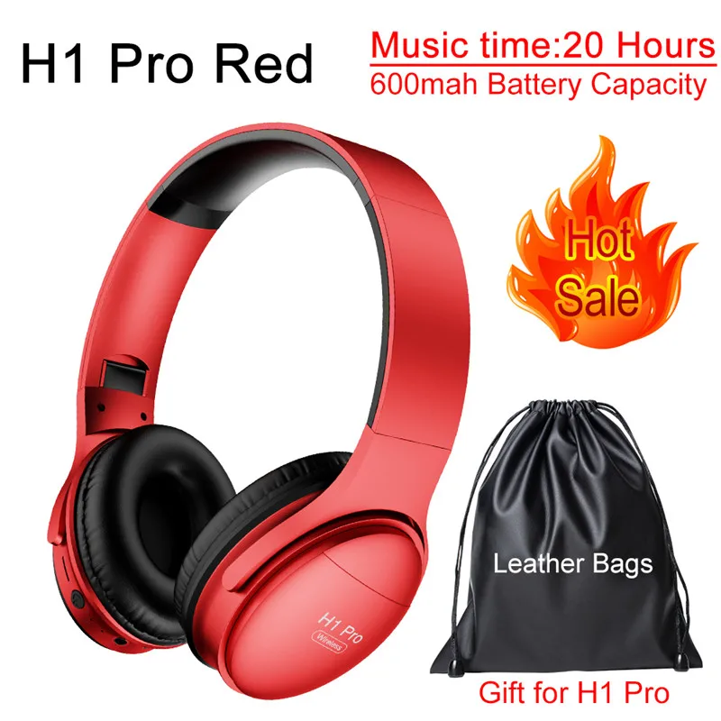 H1 Pro Red Bluetooth наушники, беспроводная гарнитура, складные Накладные наушники с шумоподавлением, игровые стерео наушники с микрофоном для телефона, ПК, Mp3, музыки - Цвет: H1 Pro Red