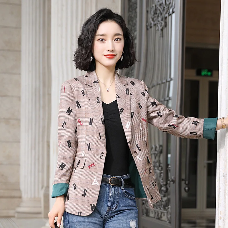 

Autumn And Winter Business Women's Long-Sleeve Joint Printed Small Suit Uniform-Style Insurance Sale Elegant Women's Workwear