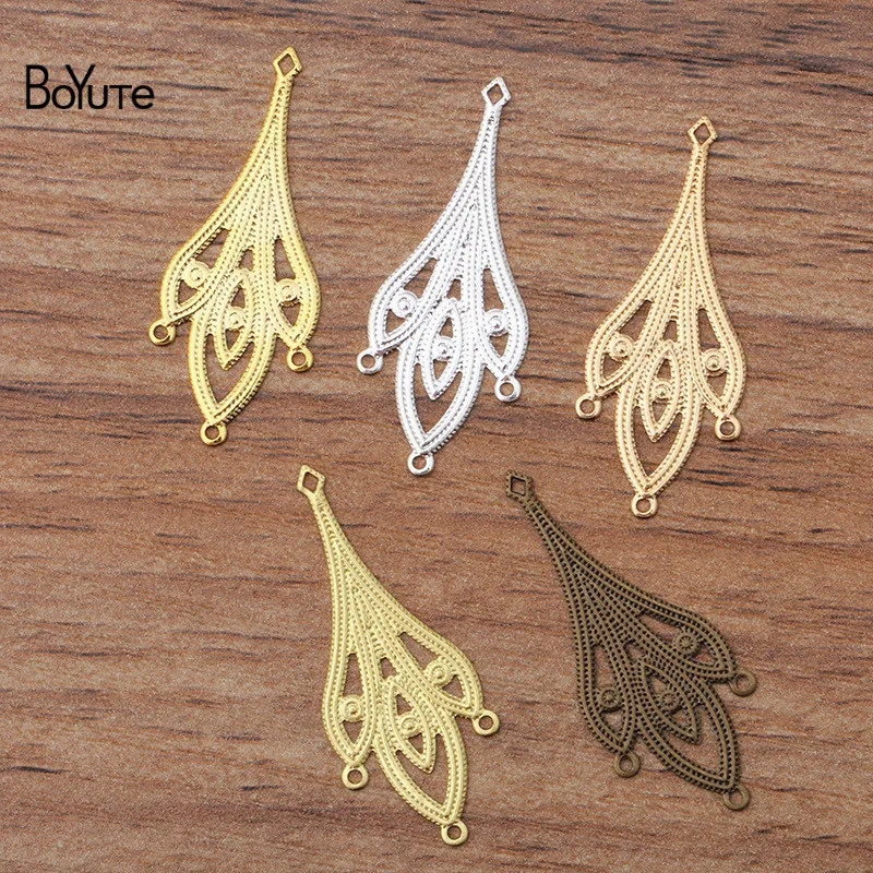 BoYuTe 50Pcs 4 Colors 35*15MM Filigree Brass Connector Charms Pendant