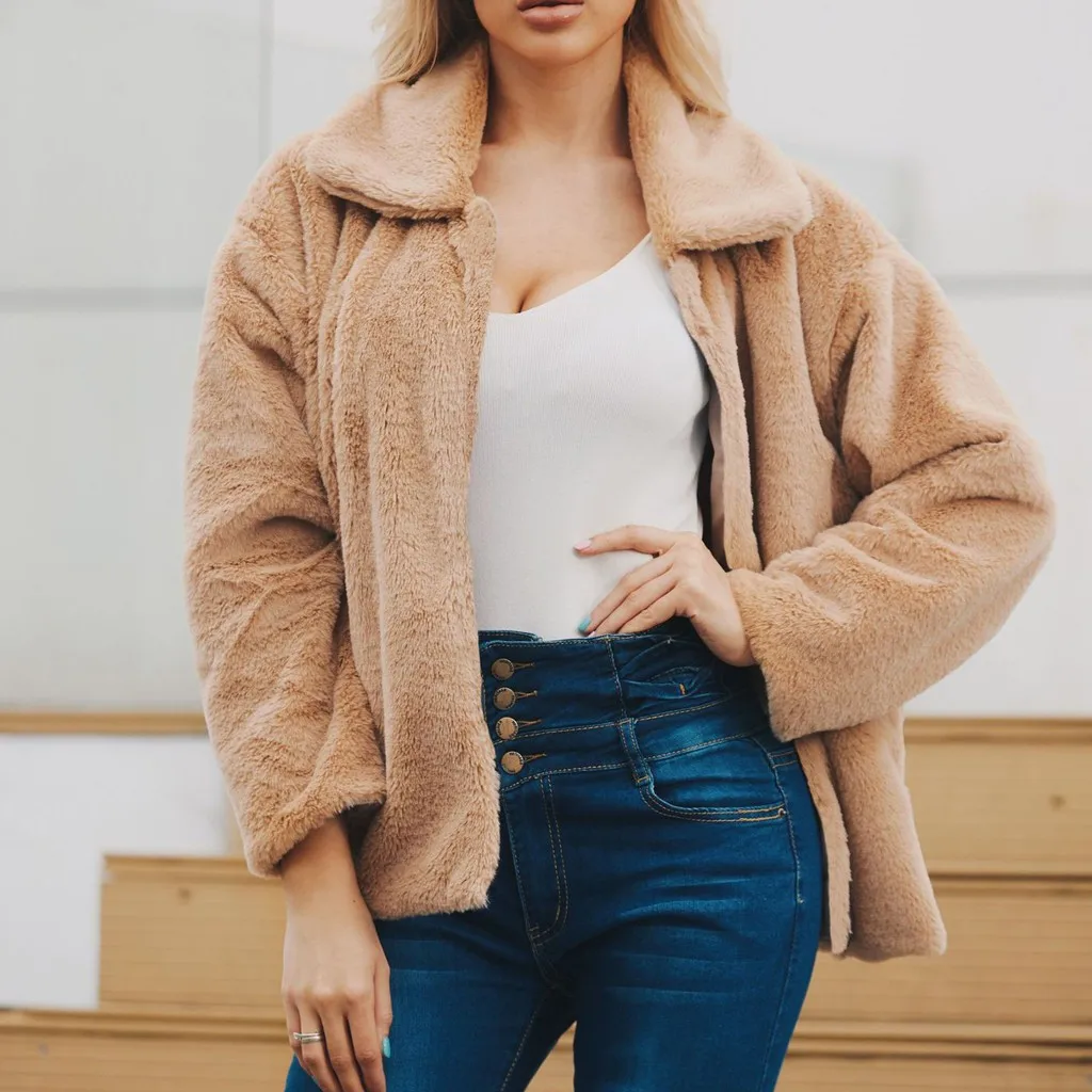

Elegant Faux Fur Coat Women 2019 Autumn Winter Warm Soft Zipper Fur Jacket Female Plush Overcoat Casual Outerwear#J30