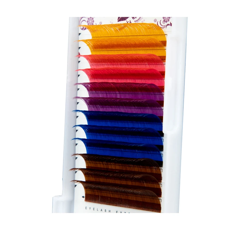 12 Rows/Tray 5 Colors Rainbow Colored Eyelash Extension Individual Faux Mink Colorful Eyelashes Soft Cilia Eye Lash Extensions | Красота и