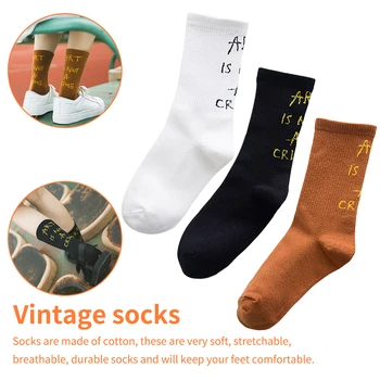 

Harajuku Letter Vintage Patterned Socks Women Fashion Funny Skatebord Cool Socks Female Casual Cotton Short Sock Hipster Sox
