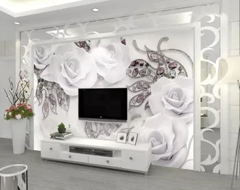 

CJSIR Wallpaper Mural Home Decoration Background Nordic Modern Minimalist Jewelry Flower 3D TV Background Wall 3d Wallpaper
