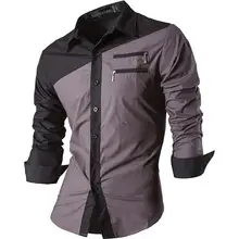 Jeansian мужские повседневные рубашки модные дизайнерские Стильные приталенные с длинным рукавом Z015 Gray2