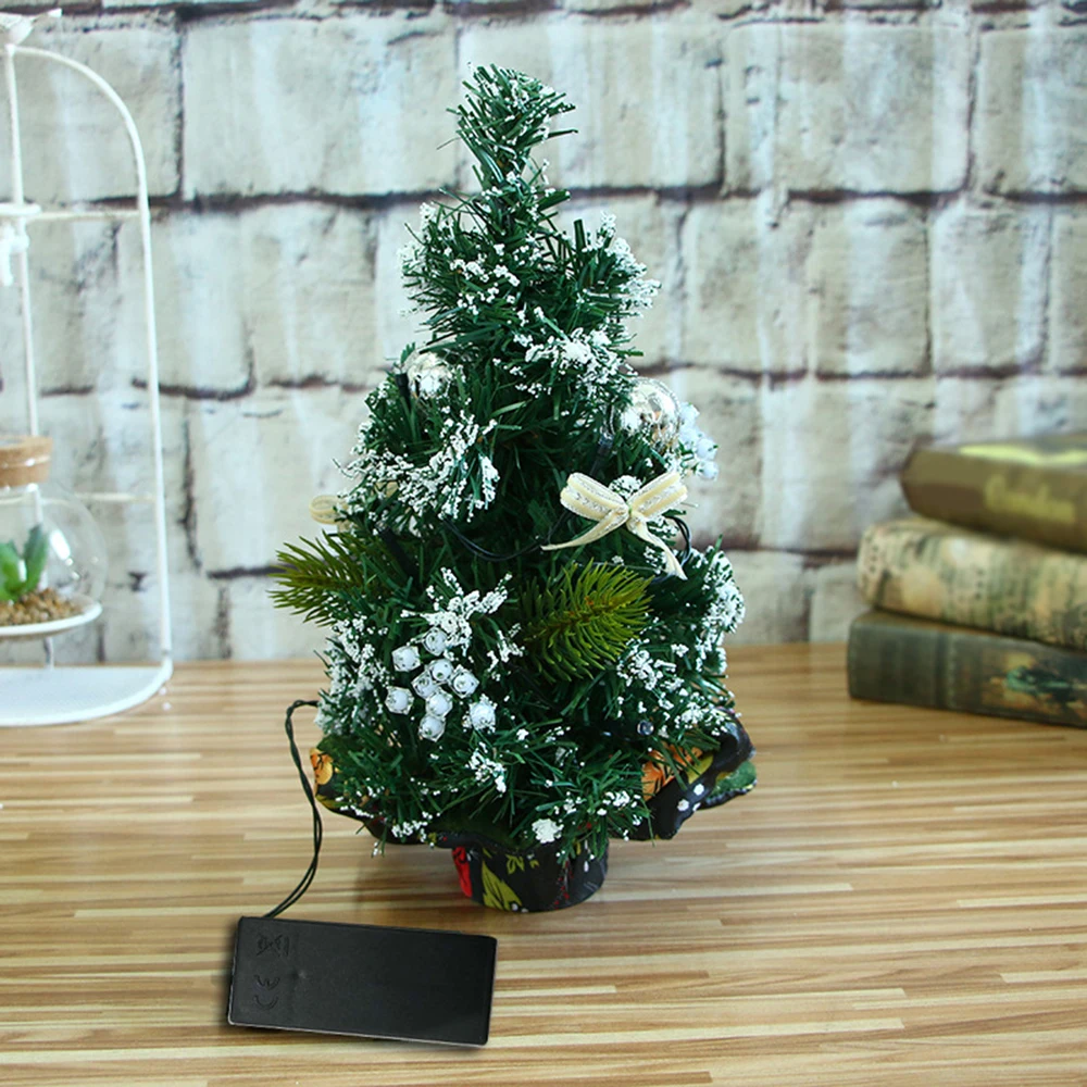 

30cm Tabletop Artificial Mini Christmas Tree With Lights Xmas Decor Ornaments USB Night Light Stylish