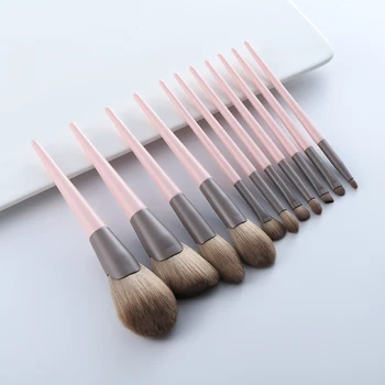 

FLD 11Pcs Pink Fan Makeup Brushes Foundation Powder Eyeshadow Eyebrow Highlight Make Up Brush Set Tool Brocha Maquillaje 6Colors