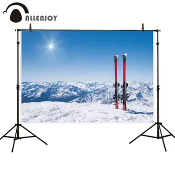

Allenjoy winter background Snow mountain sledding wonderland photography studio photophone backdrop photocall photozone props