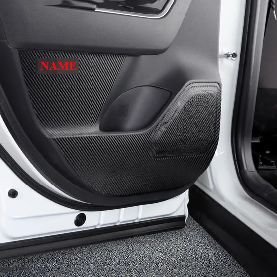 

4pcs Car Carbon Fiber Black Interior Leather Door Anti-kick Protector Cover For Toyota RAV4 XA50 2019 2020 Accessories