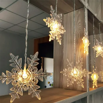 

1M10LED Snowflake Curtain Lamp Remote Control Flash Ice Bar Lamp Bedroom Background Decorative Battery Lamp Fairy Lamp