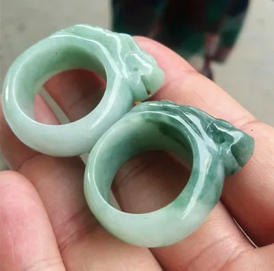 Venta caliente anillos de jadeita-Верде натуральный tallados a mano жадеит BanZhi hombres moda anillo de dedo joyería