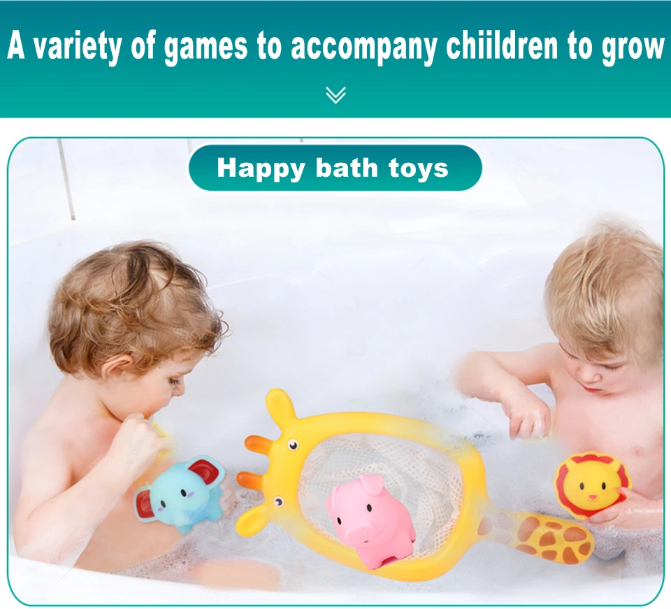 Детские игрушки для купания с распылителем воды, детские игрушки для ванной, детские игрушки для ванной, для душа, рыболовная сеть, игрушка для выдавливания