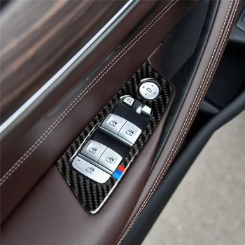 

Carbon Fiber Car Window Lifter Control Frame Window Switch Decor Armrest Panel Refit Sticker for BMW G30 528li 530li 540li 2018