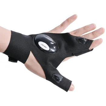 

Car Bike Tire Repair tool Night Fishing Glove with LED Light Rescue Tools Outdoor Gear Creative Strap Fingerless Glove