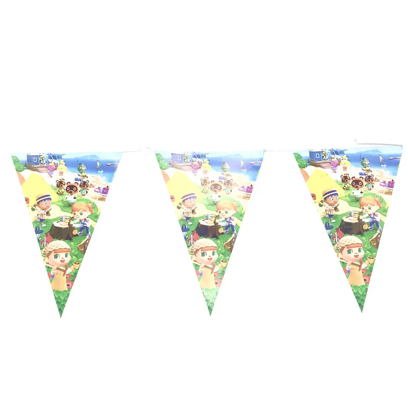 Animal Crossing New Horizons Game Party Decorations Disposable Tableware Happy Birthday Flag Cup Plate Tablecloth Party Supplies