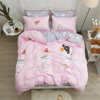 

1Sky blue lattice bedding duvet cover Quality Egyptian Cotton duvet sets -no fade soft comfortable kids boy girl korean bed set