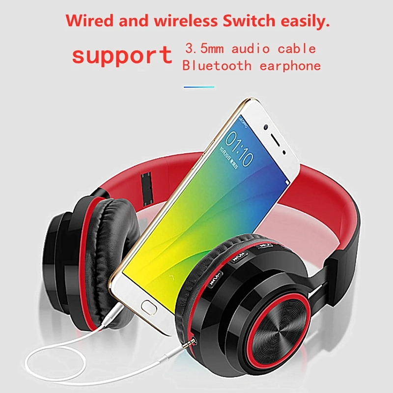 LVcards Беспроводная/Проводная гарнитура складные наушники в наушниках(Bluetooth 4,1 наушники Поддержка TF карты) спортивные наушники B1-01