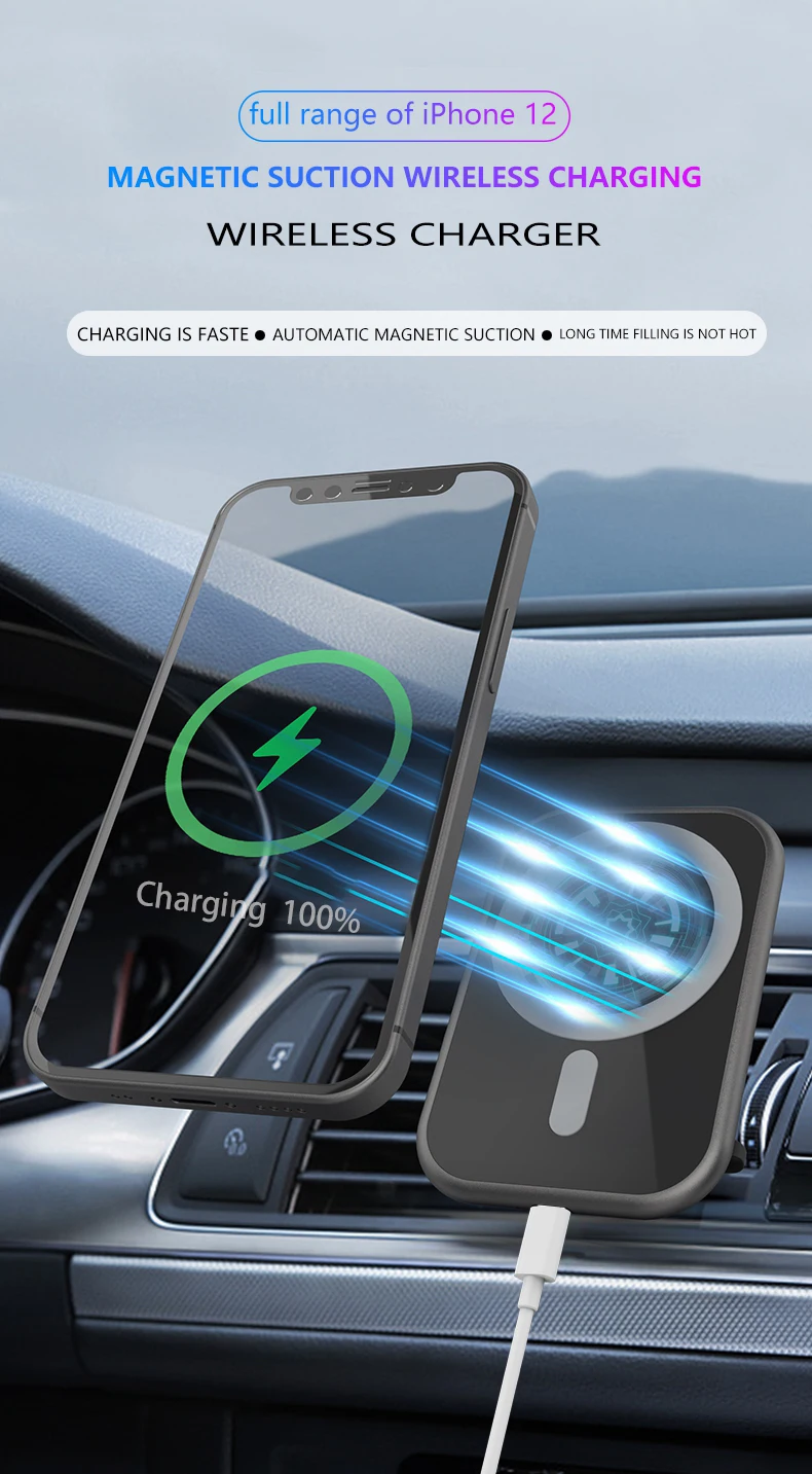 15W Magnetic Wireles Car Charger Mount Fast Charging Vehicle Bracket Support Magnetic Holder for magsafe  macsafe magesafe car vent phone holder