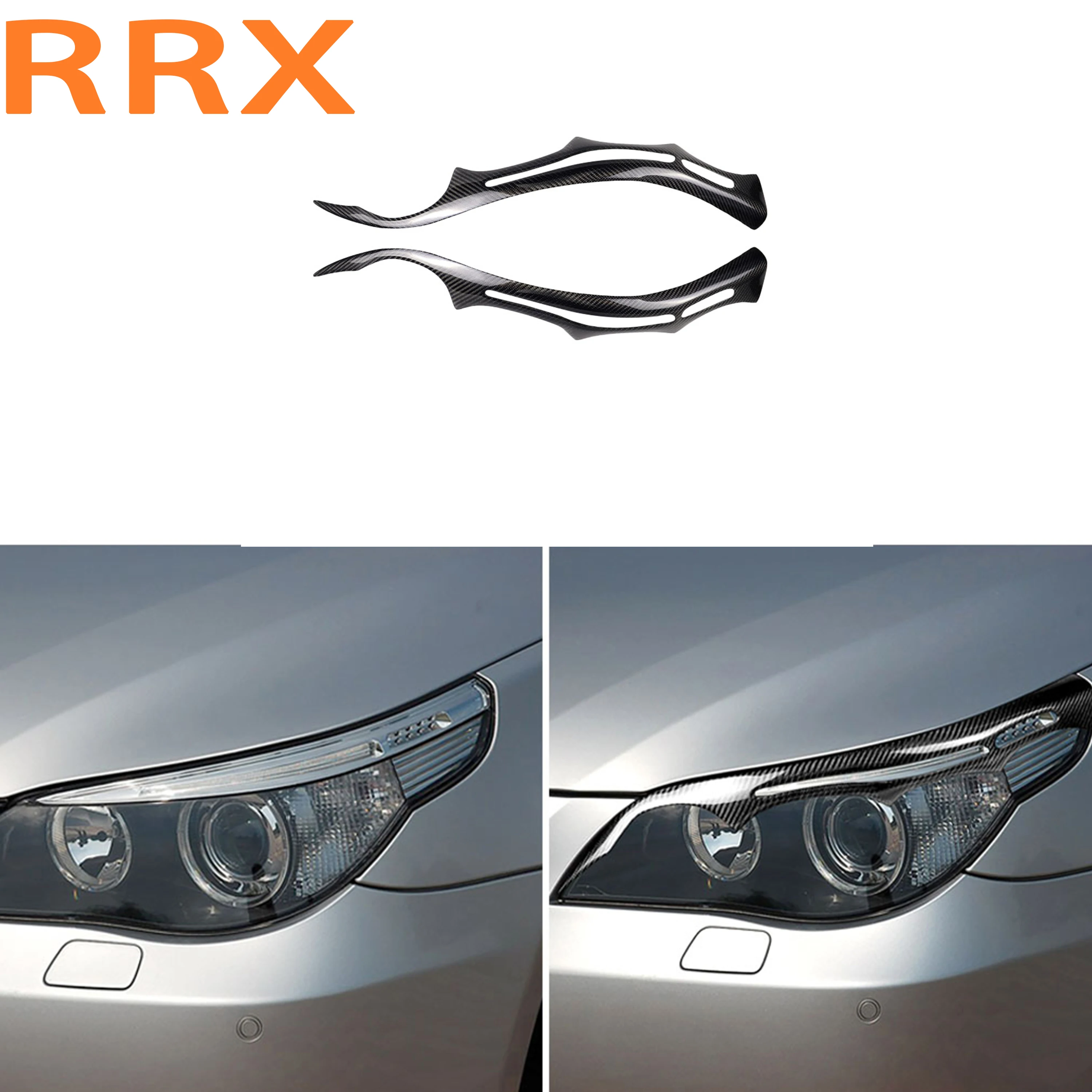 

For BMW E60 5 Series 2004-2010 Carbon Fiber Car Sticker Headlights Eyebrow Eyelids Cover Car Styling Trim