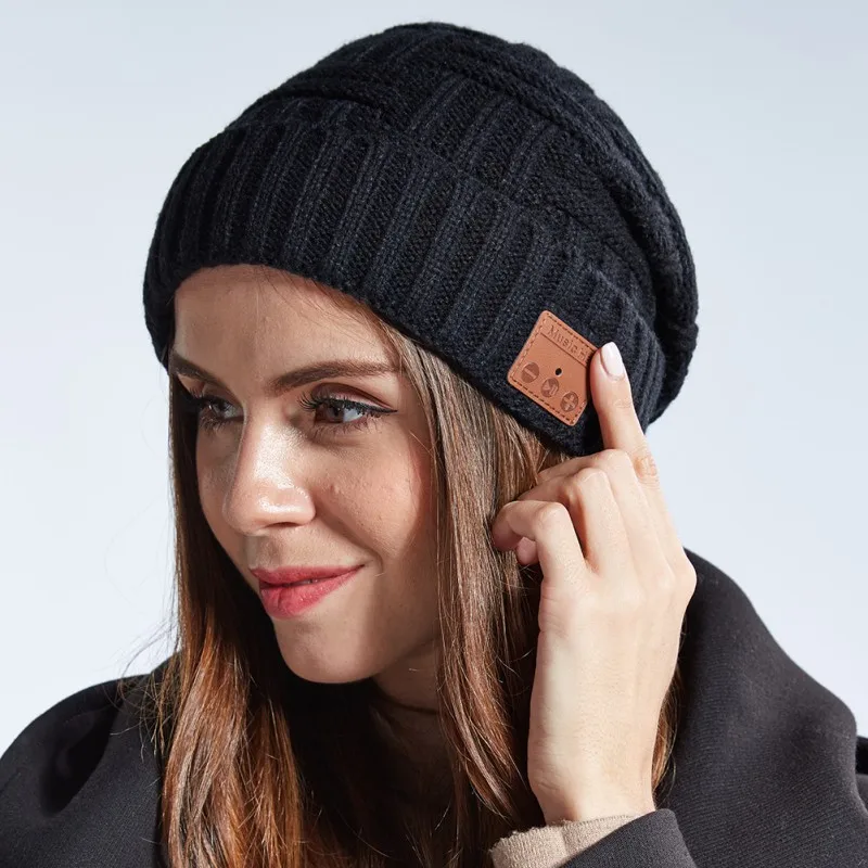 Вязаная шапка для Bluetooth V5.0, съемные bluetooth-стереонаушники, наушники, шапка бини, головной убор