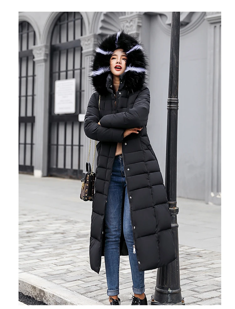 Зима, стиль, корейский стиль, приталенное свободное и длинное хлопковое пальто больших размеров элегантное модное хлопковое пальто