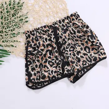 

Womens Summer High Waist Boho Vintage Leopard Shorts Casual Drawstring Elastic Waist Short Pants Boardshorts With Pockets