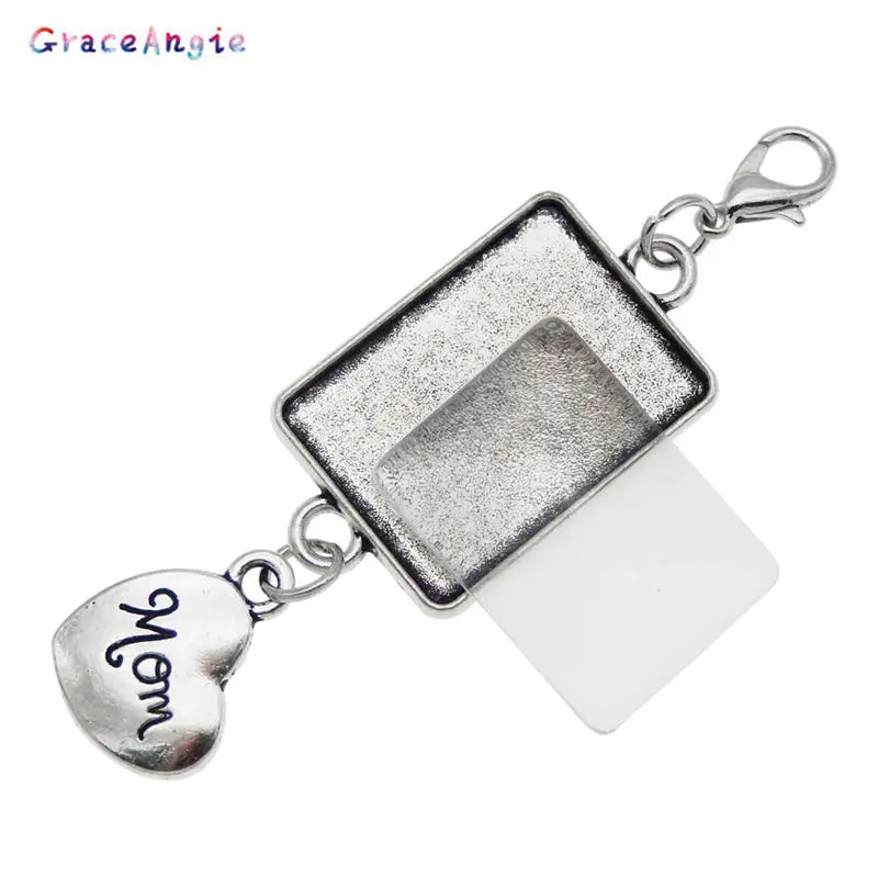 54199-mon-set GraceAngie 1 комплект античный серебряный Свадебный букет фото Шарм Мемориал папа мама сердце Свадебный Шарм Подвески ручная работа аксессуар - Окраска металла: 54199-mon-set