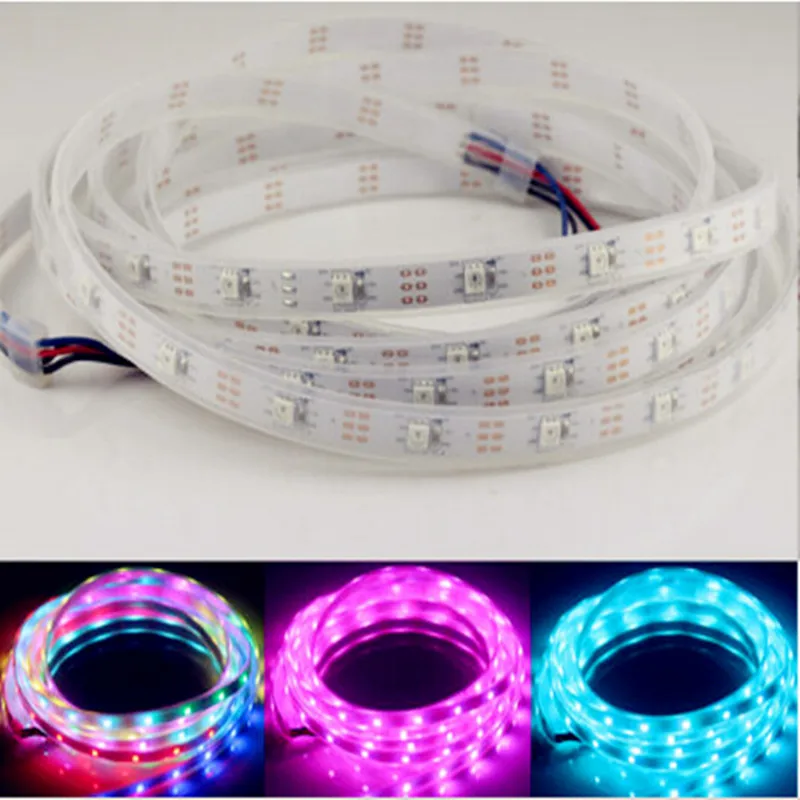 5 м DC5V WS2812B WS2812 Черный PCB 30 светодиодный s/M 5050 RGB светодиодные полосы света и контроллер с радиочастотный контроллер r