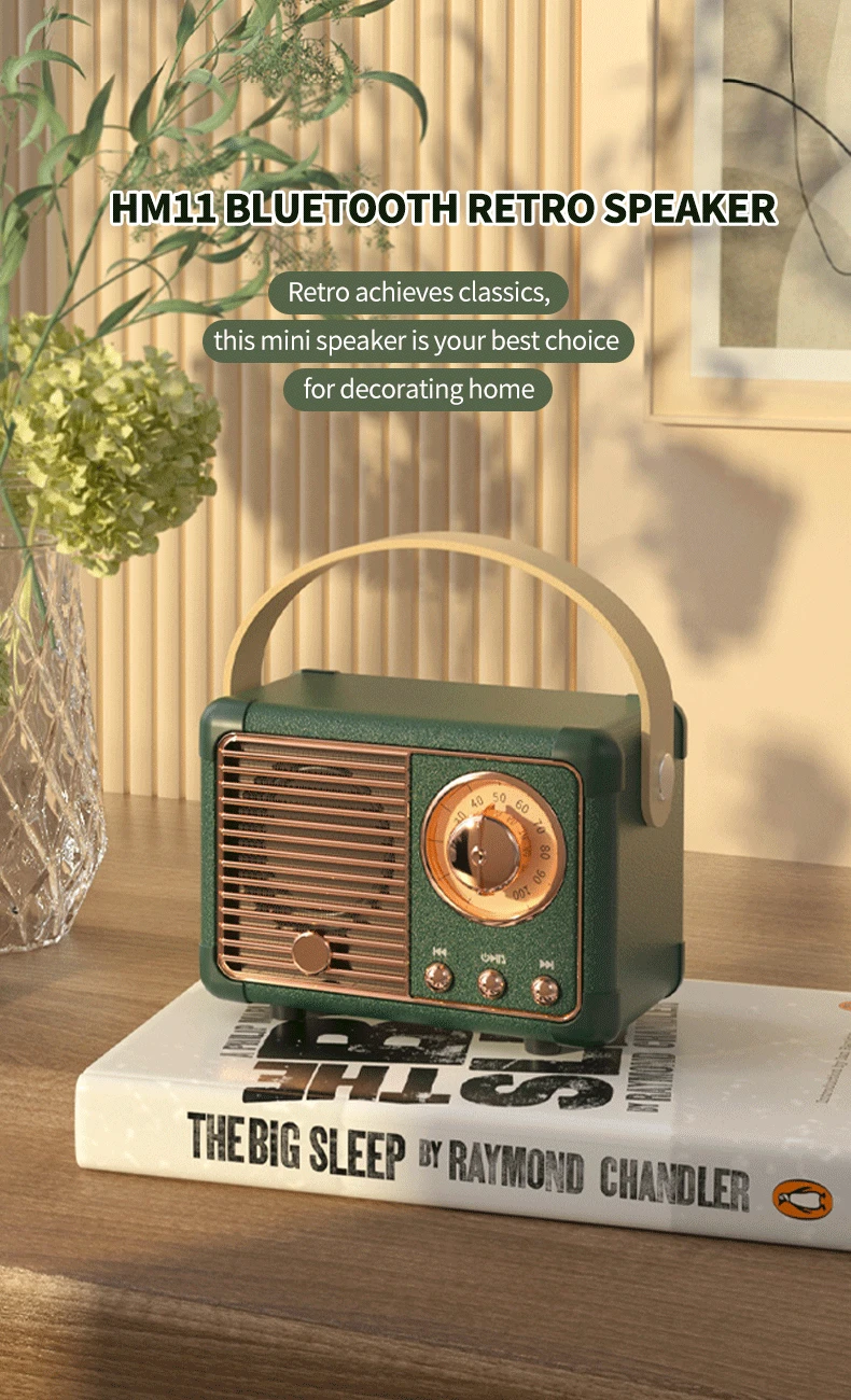 Enceinte Bluetooth Fuyin R818-A – Design Rétro Bois – Radio FM – Brun Foncé