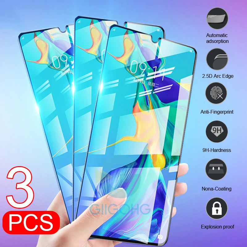 Закаленное стекло с полной проклейкой для Huawei Y6 Y7 Y9 Prime 2019 Защитное экрана P Smart 2020 Z