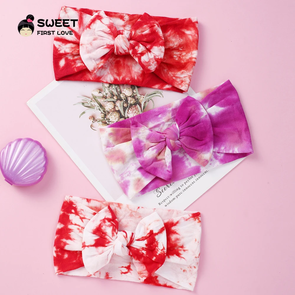 

2020 Newest Style Baby Bow Nylon Headbands Print Hair Bows For Girls Head tied Turban Headwraps Soft Baby Girl Hair Accessories