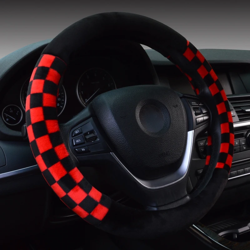 DUKEAUTO теплый плюшевый шерстяной материал автомобиля acceesory оплетка рулевого колеса 38-40 см диаметр мини-глоф