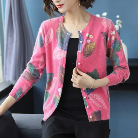 Ladies Cardigan Sweaters Buttons  Womens Cardigan Sweaters Buttons -  Fashion Print - Aliexpress