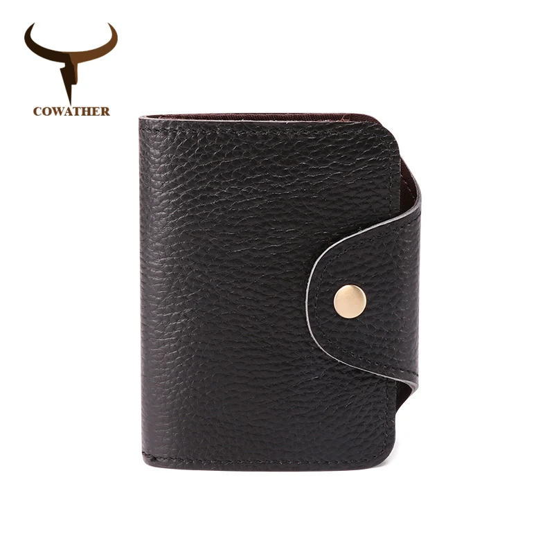 QK060black COWATHER женский кошелек из натуральной коровьей кожи наивысшего качества кошелек модный дизайн женский кошелек из бычьей кожи, с карманом для карт большой вместительный кошелек - Цвет: QK060black