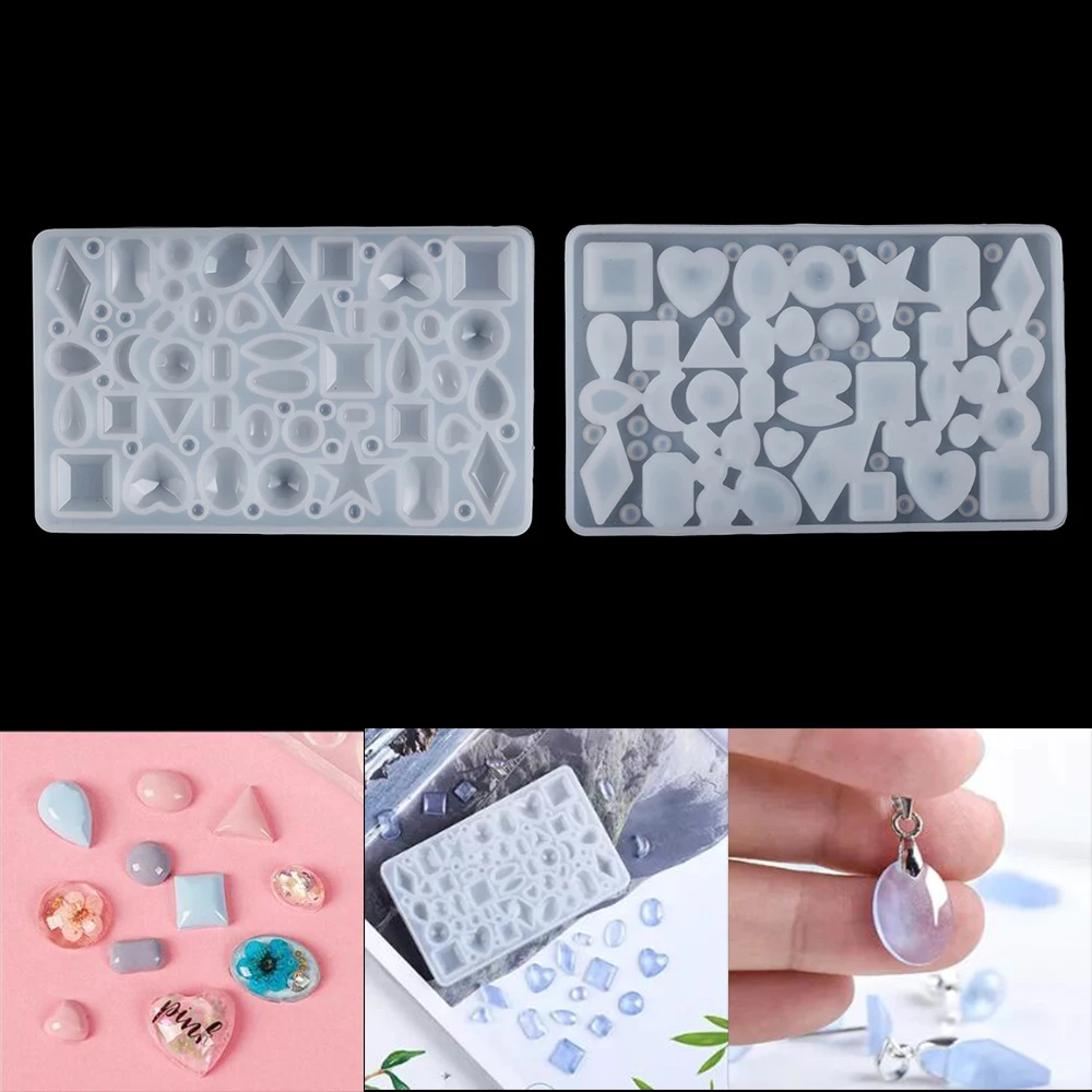 

1Pcs Mirror Jewelry Crystal Epoxy Resin Mold Love Geometry Moon Variety Gemstone Pendant Mold for DIY Resin Pendants Crafts