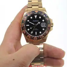 Новые роскошные 40 мм Parnis розовое золото корпус с автоматической обмоткой движение мужские механические часы светящаяся маркировка сапфировое стекло