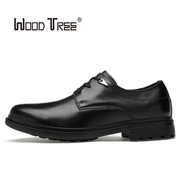 

WOODTREE Black Business Formal Shoes Men Slip On Oxford Leather Men Shoes Casual Breathable Wedding Dress Office Shoes