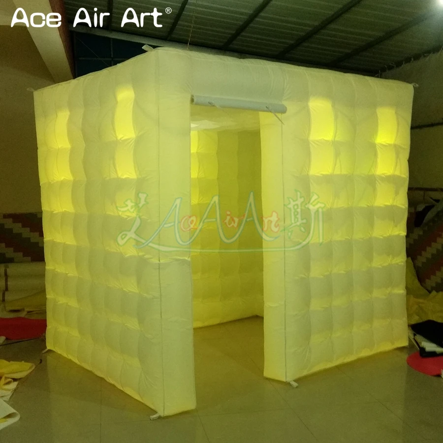  New size cube inflatable photo boothcabinet photo backdropsocial booth with foldable curtain and 1 