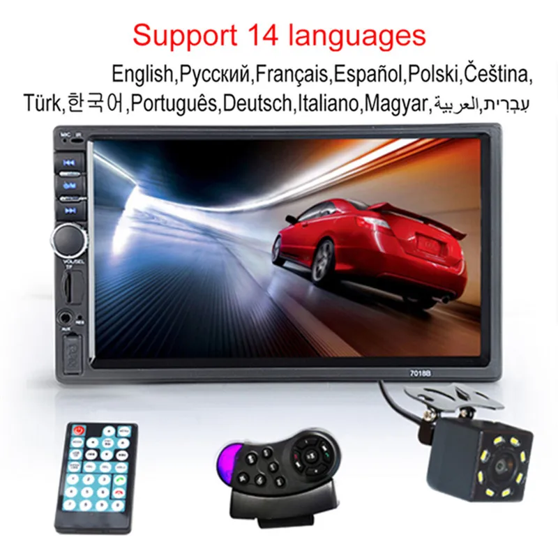 Автомагнитола 2 DIN 7-дюймовый сенсорный экран HD mp5-плеер 12 В стерео Bluetooth FM/SD/USB/ISO