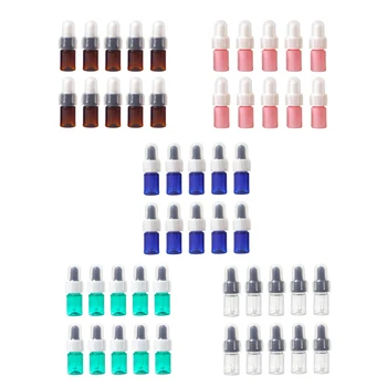 

10 Pcs Plastic Bottles with Droppers (5ml) for Essential Oils, Colognes & Perfumes, Highest Quality - Various Colors Optional