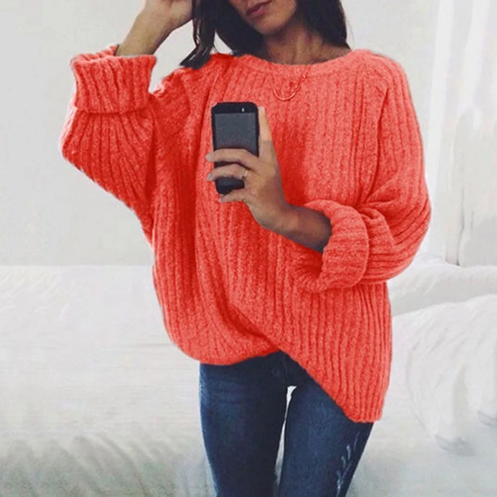 

Adisputent 2019 Autumn Winter Women Sweaters And Pullovers Style Long Sleeve Casual Sweater Loose Solid Knitted Sweter Mujer