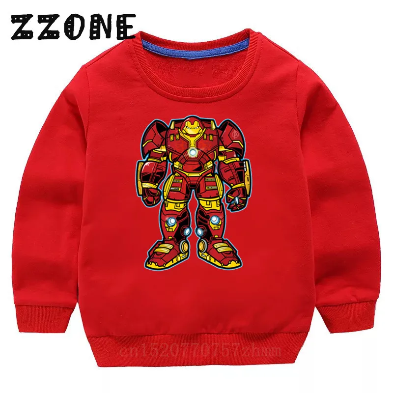 5279B-Red Детские толстовки с капюшоном детские толстовки с героями мультфильма «Мстители Марвел», «Железный человек» хлопковый пуловер для малышей топы для девочек и мальчиков, осенняя одежда KYT5279 - Цвет: 5279B-Red