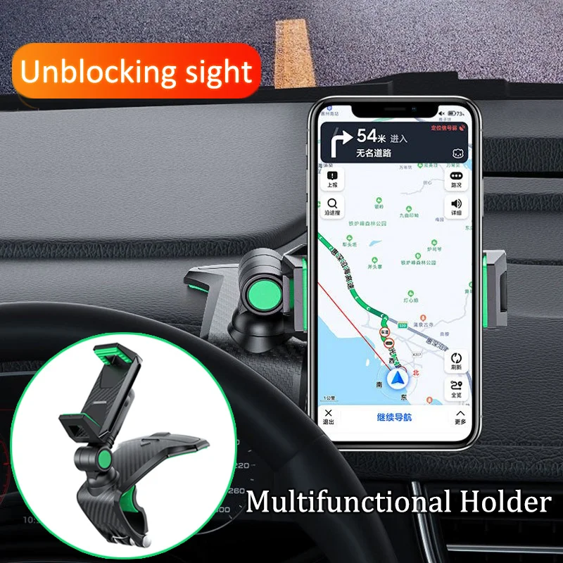 

Car Phone Holder Dashboard Sun Visor Clips Multifunctional 360 Rotation Stand with Hidden Number Plate Bracket for IPhone 13