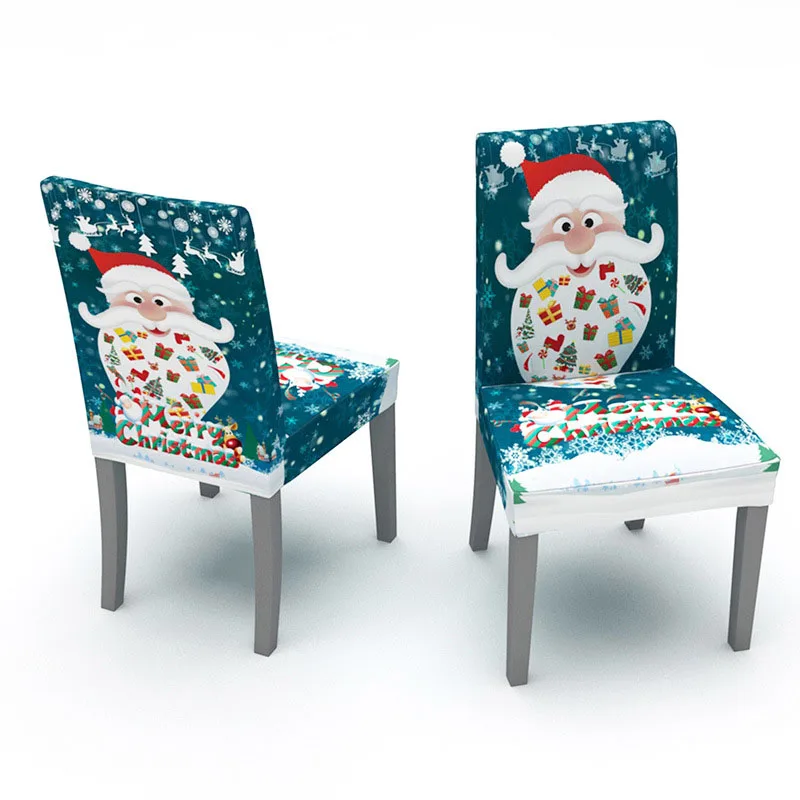 1 шт. модная мультяшная Рождественская тема полиэфирная крышка стула с креативным принтом стрейч-скатерть домашний текстиль