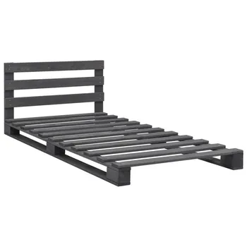 

Pallet Bed Frame Grey Solid Pine Wood Slat Assembly Bedstead Bedroom Furniture Mattress Modern Concise Tatami Style