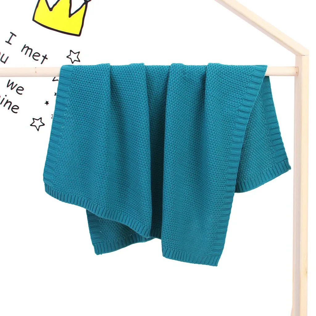 Детское трикотажное одеяло для новорожденных; однотонное теплое Пеленальное Одеяло для коляски; мягкое детское постельное белье; одеяло kocyk dla dziecka; 90x90 см;@ 45