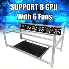Open Air Mining Rig Non-Stackable Frame Case 6 LED Fans for 8 GPU ETH BTC Ethereum New Computer Mining Case Frame Server Chassis