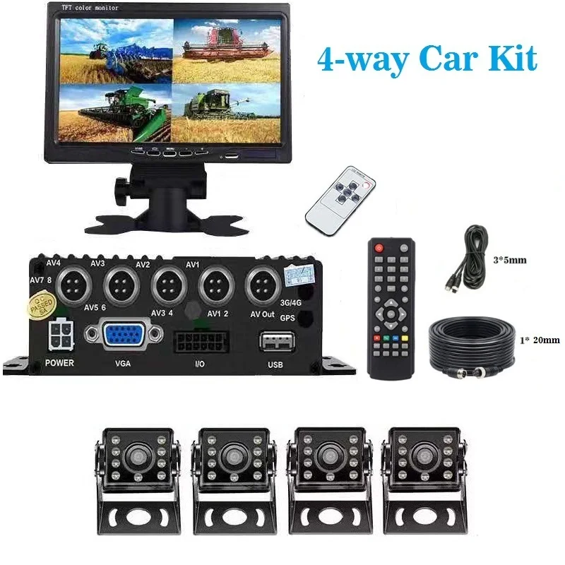 4 комплекта 2MP 1080P камеры с 1920*1080P 4-канальный 64 Гб SD DVR+ " HD VGA ЖК-экран монитор для Авто Грузовик Автобус набор транспортных средств