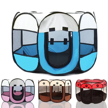 

Octagonal Cage Oxford/PVC Mesh Foldable S/L Portable Pet Tent 1Pcs Cat Dog Puppy Kennel